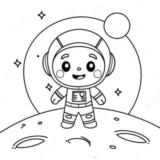 Cute Astronaut Exploring Moon Coloring Page 74165-58992