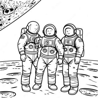 Apollo 11 Astronauts On The Moon Coloring Page 74175-58999