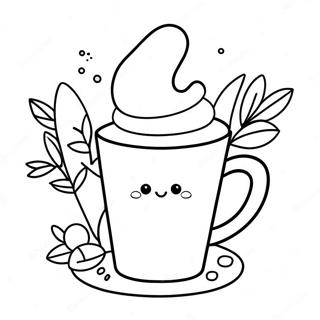 Cute Hot Chocolate Mug Coloring Page 7420-5916