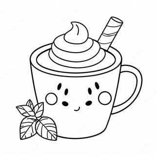 Adorable Hot Chocolate With Marshmallows Coloring Page 7421-5926