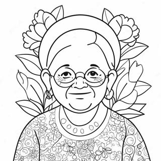 Sweet Grandma With Flowers Coloring Page 7491-5976