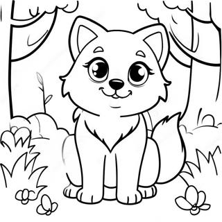 Jolie Fille Loup Anime Dans Une Page À Colorier De Forêt Fantastique 751-597