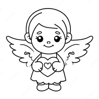 Cute Angel Holding Heart Coloring Page 7571-6017