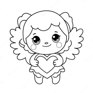 Cute Angel Holding Heart Coloring Page 7571-6018