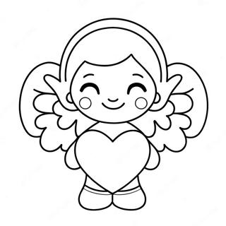 Cute Angel Holding Heart Coloring Page 7571-6019