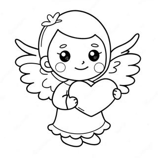 Cute Angel Holding Heart Coloring Page 7571-6020