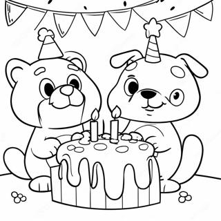 Bluey And Bingo Birthday Celebration Coloring Page 7611-6062