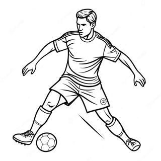 Exciting Football Player Dribbling Coloring Page 761-615