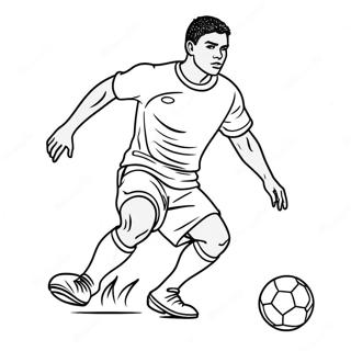 Exciting Football Player Dribbling Coloring Page 761-616