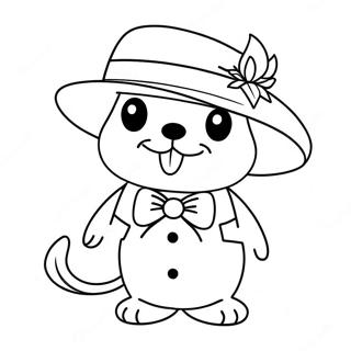 Cute Tuxedo Sam With A Hat Coloring Page 7631-6077