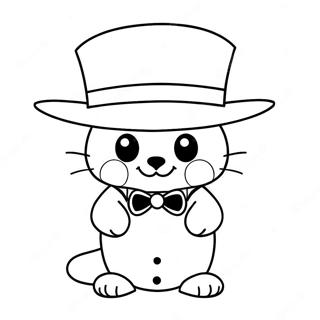 Cute Tuxedo Sam With A Hat Coloring Page 7631-6078