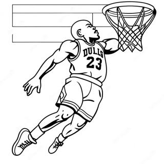 Michael Jordan Jumping For A Slam Dunk Coloring Page 7690-6118