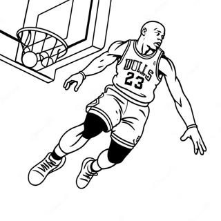 Michael Jordan Jumping For A Slam Dunk Coloring Page 7690-6119