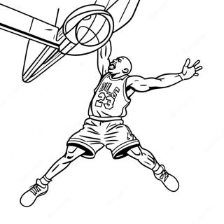 Michael Jordan Jumping For A Slam Dunk Coloring Page 7690-6120