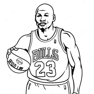 Michael Jordan In A Classic Bulls Jersey Coloring Page 7691-6125