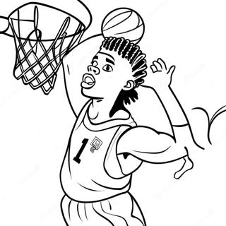 Ja Morant Dunking Basketball Coloring Page 7761-6174