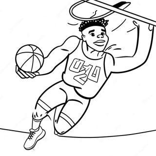 Ja Morant Dunking Basketball Coloring Page 7761-6176