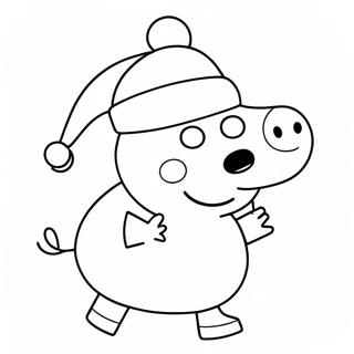 Peppa Pig With Santa Hat Coloring Page 7781-6206