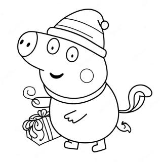 Peppa Pig With Santa Hat Coloring Page 7781-6207