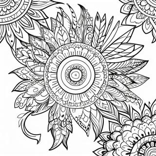 Colorful Feather Mandala Coloring Page 7811-6214