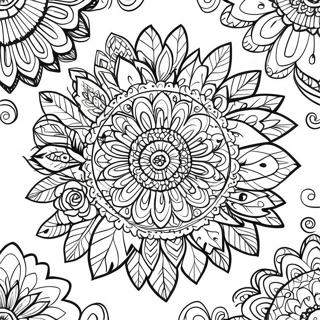 Colorful Feather Mandala Coloring Page 7811-6215