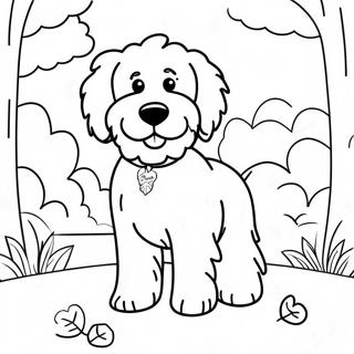 Fluffy Goldendoodle Playing In The Park Coloring Page 7881-6273