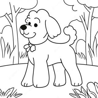 Fluffy Goldendoodle Playing In The Park Coloring Page 7881-6275