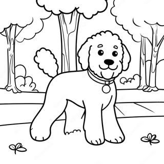 Fluffy Goldendoodle Playing In The Park Coloring Page 7881-6276