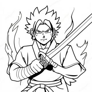 Rengoku With Flame Sword Coloring Page 7971-6344