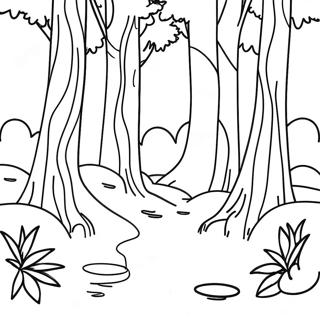 Nature Realistic Forest Scene Coloring Page 8060-6427