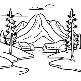 Nature Realistic Mountain Landscape Coloring Page 8061-6422