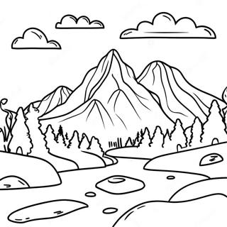 Nature Realistic Mountain Landscape Coloring Page 8061-6423