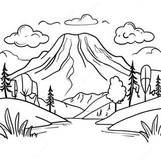 Nature Realistic Mountain Landscape Coloring Page 8061-6424