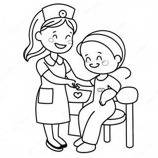 Cute Nurse Helping Patient Coloring Page 8181-6524