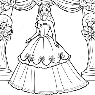 Classic Barbie In A Beautiful Dress Coloring Page 8201-6543