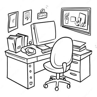 Funny Office Desk Coloring Page 8381-6683