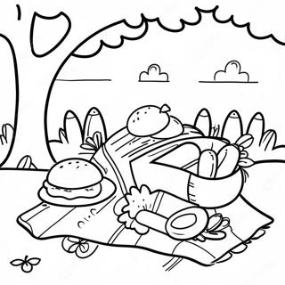 Picnic Scene With Colorful Blanket Coloring Page 8390-6666