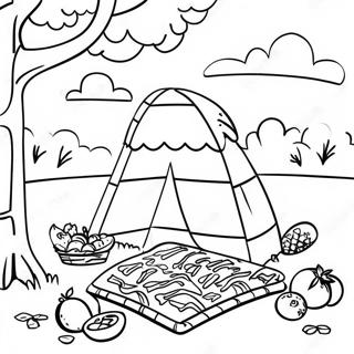 Picnic Scene With Colorful Blanket Coloring Page 8390-6667