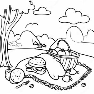 Picnic Scene With Colorful Blanket Coloring Page 8390-6668