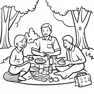 Happy Family Enjoying A Picnic Coloring Page 8391-6662