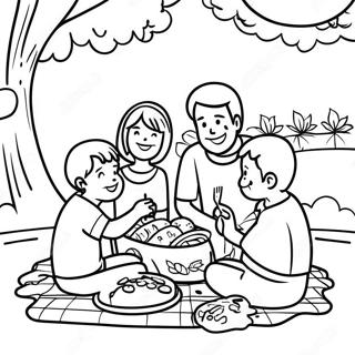 Happy Family Enjoying A Picnic Coloring Page 8391-6663