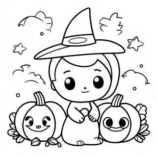 ハロウィンかわいい 塗り絵ページ