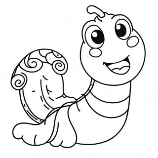 Cute Cartoon Worm Coloring Page 8450-6725