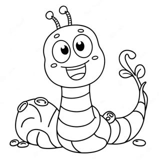 Cute Cartoon Worm Coloring Page 8450-6726