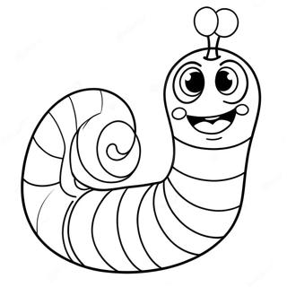 Cute Cartoon Worm Coloring Page 8450-6727