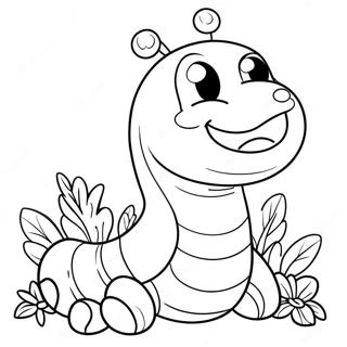 Cute Cartoon Worm Coloring Page 8450-6728