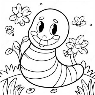 Happy Worm In Garden Coloring Page 8451-6719