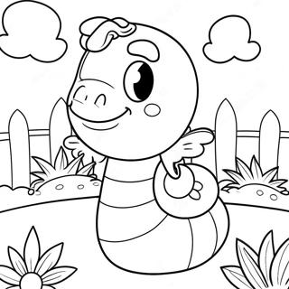 Happy Worm In Garden Coloring Page 8451-6720