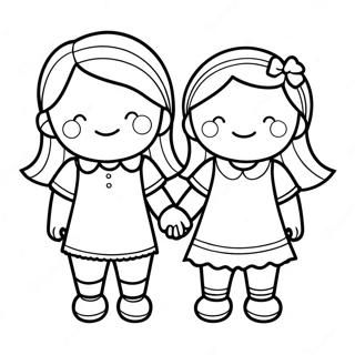 Two Bffs Holding Hands Coloring Page 8590-6845