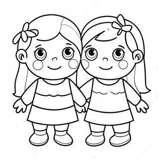 Two Bffs Holding Hands Coloring Page 8590-6846